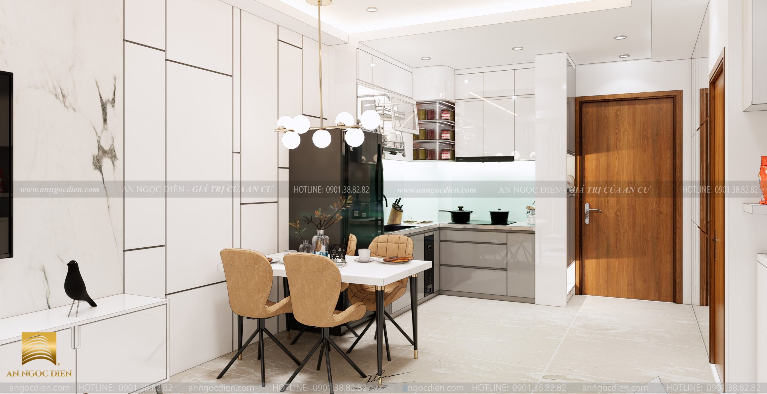 Thiết kế phòng bếp chung cư hiện đại Ninh Thuận