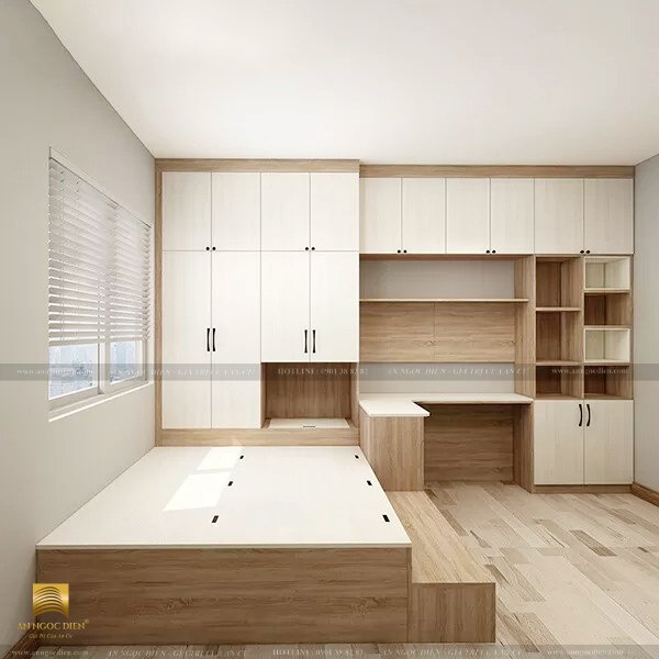 Giường kết hộp tủ áo giải phát cho không gian hẹp