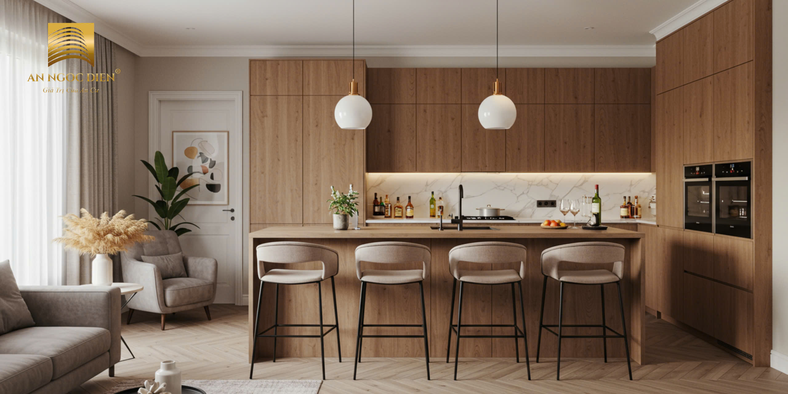 BẾP ĐẢO KẾT HỢP VỚI QUẦY BAR – XU HƯỚNG NỘI THẤT ĐÁNH THỨC ĐẲNG CẤP KHÔNG GIAN BẾP HIỆN ĐẠI NĂM 2025.