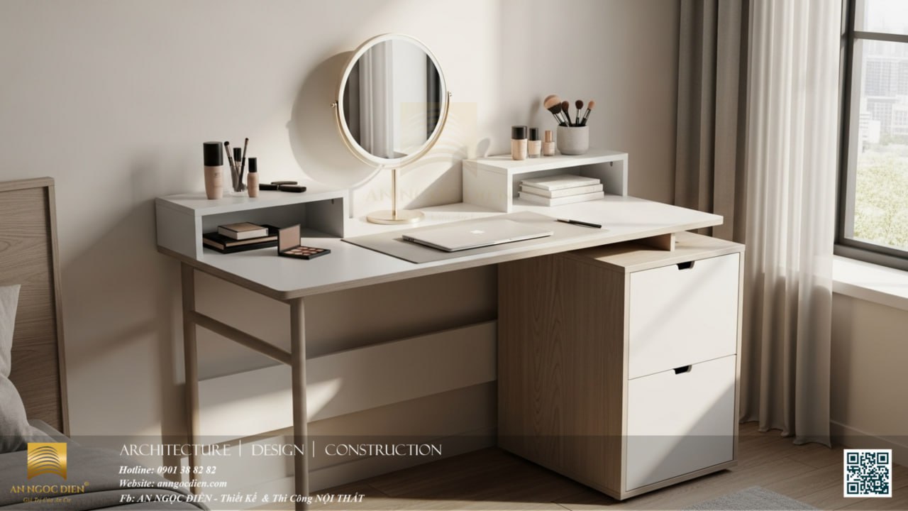XU HƯỚNG BÀN TRANG ĐIỂM GỖ CÔNG NGHIỆP MANG PHONG CÁCH TỐI GIẢN